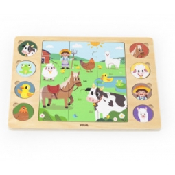 Viga 44741 Zestaw puzzli na podkładce - dopasuj cienie - farma