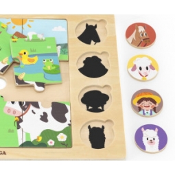 Viga 44741 Zestaw puzzli na podkładce - dopasuj cienie - farma