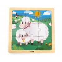 Viga 44622 Puzzle na podkładce 9 elementów - Owca