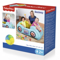 Bestway 93535 FISHER PRICE DMUCHANY SAMOCHÓD WYŚCIGOWY  Z PIŁKAMI 119cm x 79cm x 51cm