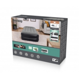 Bestway 67401 Materac dmuchany turystyczny z wbudowaną pompą powietrza Tritech Twin  1.91m x 0.97m x