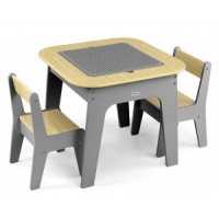 Milly Mally Zestaw mebli Olaf Blocks - Stolik i dwa krzesełka Dark Grey
