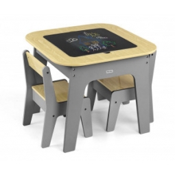 Milly Mally Zestaw mebli Olaf Blocks - Stolik i dwa krzesełka Dark Grey