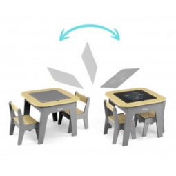 Milly Mally Zestaw mebli Olaf Blocks - Stolik i dwa krzesełka Dark Grey