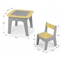 Milly Mally Zestaw mebli Olaf Blocks - Stolik i dwa krzesełka Dark Grey