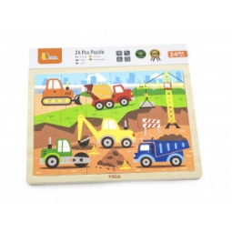 Viga 51463 Puzzle na podkładce 24 elementy - na budowie