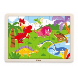 Viga 51460 Puzzle na podkładce 24 elementy - dinozaury