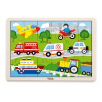 Viga 51462 Puzzle na podkładce 24 elementy - pojazdy w mieście