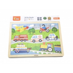 Viga 51462 Puzzle na podkładce 24 elementy - pojazdy w mieście