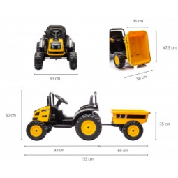Milly Mally Pojazd na akumulator Traktor z przyczepą Farmer Yellow