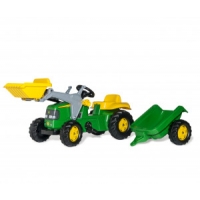 Rolly Toys 023110 Traktor Rolly Kid John Deere z łyżką i przyczepą
