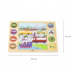 Viga 44742 Zestaw puzzli na podkładce- dopasuj cienie - środki transportu