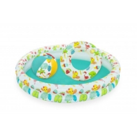 Bestway 51124 Zestaw Basenik dmuchany do pływania 1.22m x 20cm, Koło 46cm, Piłka 27cm