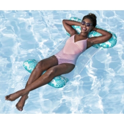 Bestway 43839 Fotel Leżak siatkowy do pływania Miętowe kwiaty 1.45m x 87cm