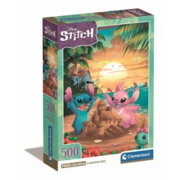 Clementoni Puzzle 500el Compact Stitch. Stitch i Angel na plaży 35547
