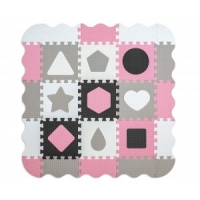 Mata piankowa puzzle Jolly 3x3 Shapes - Pink Grey