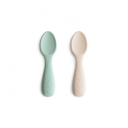 Mushie Łyżeczki Startowe dla Malucha – 2- pack Cambridge Blue/Shifting Sand