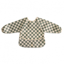 Mushie Śliniak z Długim Rękawem - Olive Check
