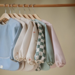 Mushie Śliniak z Długim Rękawem - Olive Check