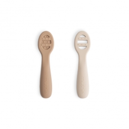 Mushie Pierwsze Łyżeczki dla Niemowląt 2-pack – Natural/Shifiting Sand