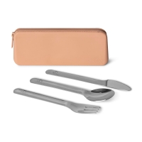 Citron Sztućce ze Stali Nierdzewnej z Etui na Zamek - Blush Pink