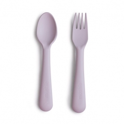 Mushie Sztućce Widelec i Łyżka Soft Lilac