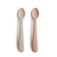 Mushie Łyżeczki Silikonowe do Nauki Samodzielnego Jedzenia 2-Pack Blush / Shifting Sand
