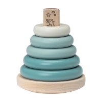 Nakładanka pastelowa  drewniana zabawka piramida Micki niebieska