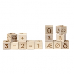 Grawerowane klocki drewniane z alfabetem  i liczbami 36 szt Micki Premium