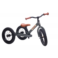 Pierwszy rowerek trójkołowy dziecięcy biegowy 2w1 szary matowy Trybike