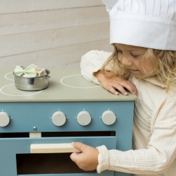 Niebieska kuchnia drewniana dla dzieci piekarnik Micki