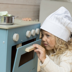 Niebieska kuchnia drewniana dla dzieci piekarnik Micki