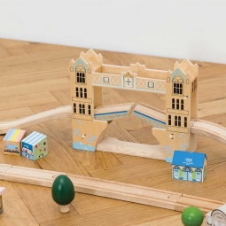 Drewniana kolejka City zestaw 120 elementów, tory pociąg zabawka Le Toy Van