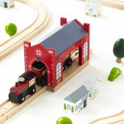 Drewniana kolejka City zestaw 120 elementów, tory pociąg zabawka Le Toy Van