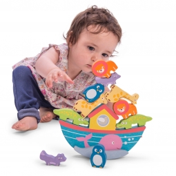 Arka Noego, zabawka balansująca, figurki, statek, zwierzątka, Le Toy Van