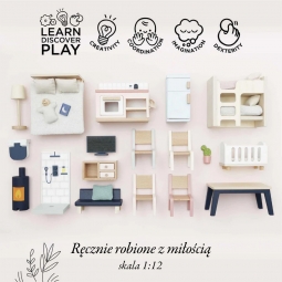 Drewniane mebelki do domku dla lalek duży zestaw, zabawka dzieci Le Toy Van