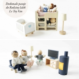 Drewniane mebelki do domku dla lalek duży zestaw, zabawka dzieci Le Toy Van