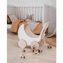 Biały wózek drewniany dla lalek ooh noo