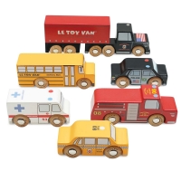 Zestaw drewnianych samochodów z Nowego Jorku Le Toy Van