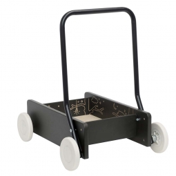 Drewniany wózek na klocki pchacz Micki Premium czarny
