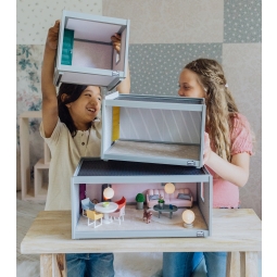 Zestaw mebli do jadalni do domku dla lalek basic, stół z krzesłami Lundby