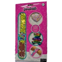 BRANSOLETKA CEKINOWA Z DODATKAMI GIRABRILLA ŻÓŁTA / MORELOWA