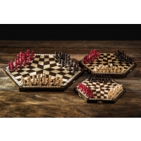 Szachy dla trójki graczy - duże (sześciokątna szachownica o boku 26 cm)