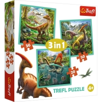 PUZZLE 3w1 NIEZWYKŁY ŚWIAT DINOZAURÓW TREFL 34837