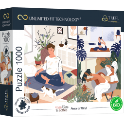 YOGA, CATS AND COFFEE: PEACE OF MIND PUZZLE 1000 el. TREFL 10695 UFT