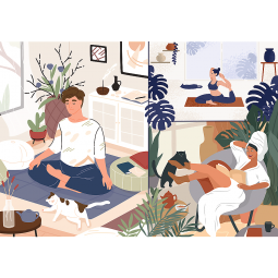 YOGA, CATS AND COFFEE: PEACE OF MIND PUZZLE 1000 el. TREFL 10695 UFT
