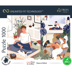 YOGA, CATS AND COFFEE: PEACE OF MIND PUZZLE 1000 el. TREFL 10695 UFT
