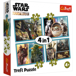 MANDALORIAN I JEGO ŚWIAT STAR WARS PUZZLE 4w1 TREFL 34377