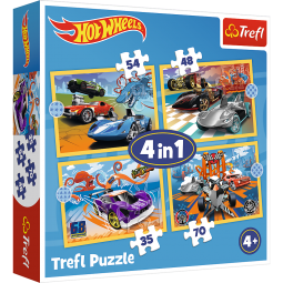 TREFL 34627 Puzzle 4w1 Pojazdy Hot Wheels